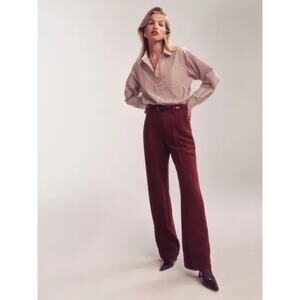 NWT REFORMATION Trouser Pants Maroon Wine Red Burgundy Alex Pant Chianti Sz 12